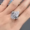 11ct Three-stone Pear Cut White Sapphire Engagement Ring