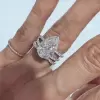 4ct Pear Cut Split Shank White Sapphire Engagement Ring