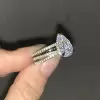 4ct Pear Cut Split Shank White Sapphire Engagement Ring