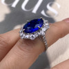 9.3ct Oval Cut Blue Sapphire Halo Cocktail Ring