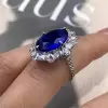 9.3ct Oval Cut Blue Sapphire Halo Cocktail Ring