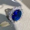 9.3ct Oval Cut Blue Sapphire Halo Cocktail Ring