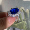 9.3ct Oval Cut Blue Sapphire Halo Cocktail Ring