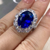 9.3ct Oval Cut Blue Sapphire Halo Cocktail Ring