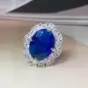 9.3ct Oval Cut Blue Sapphire Engagement Ring