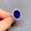 9.3ct Oval Cut Blue Sapphire Engagement Ring