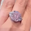 10.6ct Princess Cut Pink Sapphire Three Stone Engagement Ring