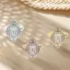 3.7ct Art Deco Emerald Cut White Sapphire Engagement Ring