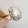 7ctw Octagon Emerald Cut White Sapphire Engagement Ring