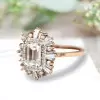7ctw Octagon Emerald Cut White Sapphire Engagement Ring