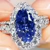 8.5ct Oval Cut Blue Sapphire Engagement Ring 