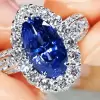 8.5ct Oval Cut Blue Sapphire Engagement Ring 