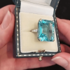 11.5ct Art Deco Emerald Cut Aquamarine Rectangle Ring