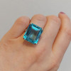 11.5ct Art Deco Emerald Cut Aquamarine Rectangle Ring