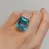 11.5ct Art Deco Emerald Cut Aquamarine Rectangle Ring