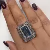 8.4ct Emerald Cut Aquamarine Engagement Ring