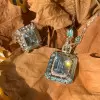 8.4ct Emerald Cut Aquamarine Engagement Ring