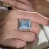 8.4ct Emerald Cut Aquamarine Engagement Ring
