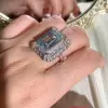 8.4ct Emerald Cut Aquamarine Engagement Ring
