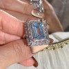 8.4ct Emerald Cut Aquamarine Engagement Ring