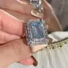 8.4ct Emerald Cut Aquamarine Engagement Ring