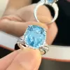 11ct Cushion Cut Aquamarine Engagement Ring