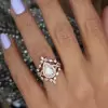 2ct Pear Cut White Sapphire 3pcs Bridal Set in Rose Gold