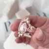 2ct Pear Cut White Sapphire 3pcs Bridal Set in Rose Gold