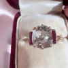 3ct Three-stone Cushion Cut White Sapphire Ring in Gold