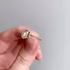 3ct Three-stone Cushion Cut White Sapphire Ring in Gold