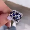 9ctw Emerald Cut Blue Sapphire Wedding Band