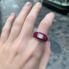 11.75ctw Emerald Cut Invisible Setting Ruby Ring