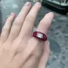 11.75ctw Emerald Cut Invisible Setting Ruby Ring