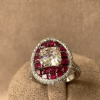 6.85ct Asscher Cut Ruby & Diamond Invisible Setting Ring
