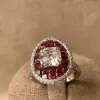 6.85ct Asscher Cut Ruby & Diamond Invisible Setting Ring