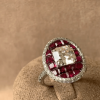 6.85ct Asscher Cut Ruby & Diamond Invisible Setting Ring