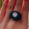20.5ct Round Cut White & Green Sapphire Invisible Setting Ring