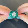 20.5ct Round Cut White & Green Sapphire Invisible Setting Ring