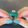 20.5ct Round Cut White & Green Sapphire Invisible Setting Ring