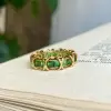 2.15ct Emerald Cut Green Sapphire Wedding Band in Gold