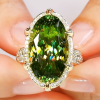 12.65ct Oval Cut Green Tourmaline Ring in Gold
