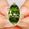 12.65ct Oval Cut Green Tourmaline Ring in Gold