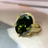12.65ct Oval Cut Green Tourmaline Ring in Gold