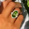 12.65ct Oval Cut Green Tourmaline Ring in Gold