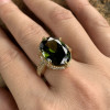 12.65ct Oval Cut Green Tourmaline Ring in Gold