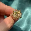 12.6ct Cushion Cut Yellow Sapphire Engagement Ring