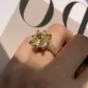 12.6ct Cushion Cut Yellow Sapphire Engagement Ring