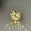 12.6ct Cushion Cut Yellow Sapphire Engagement Ring