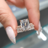 3.75ct Emerald Cut White Sapphire 2pcs Bridal Set in Gold