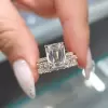 3.75ct Emerald Cut White Sapphire 2pcs Bridal Set in Gold